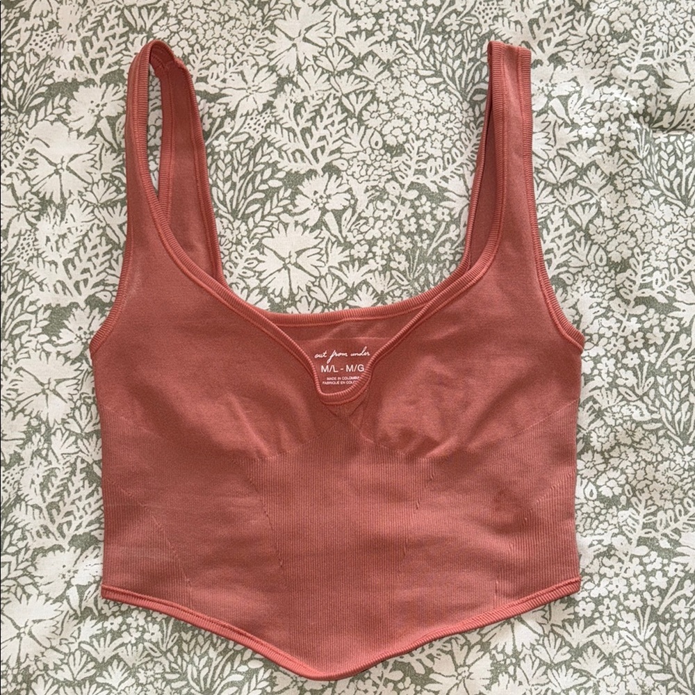 Orange and Pink Scoop Neck Crop Tank Top